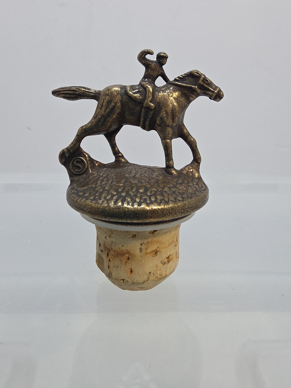 Blanton's Bourbon Whiskey Cork Bottle Stopper Race Horse Jockey "S"